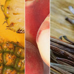 CUVÉE CANDLES Detailaufnahme Ananas, Pfirsich und Vanilleschote