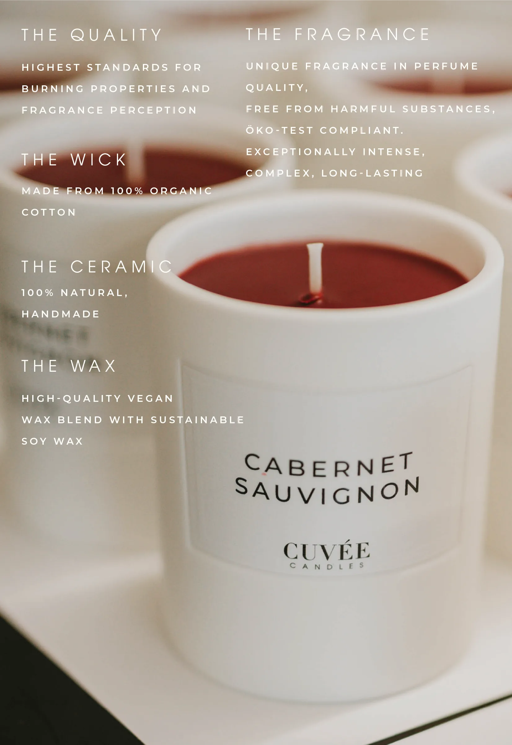 Cuvée Candles handmade scented candles Düsseldorf, wine-inspired candle, wine candle, Vegan luxury candles, Eco-friendly scented candles, perfume oil candles, Long burn candles, Hand-finished ceramic candles, soy wax